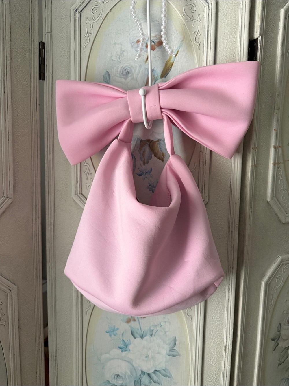 Handmade Oversized Bow Shoulder Bag - Pink
